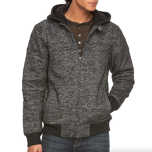 Rock & Republic Other - Rock & Republic Moto Grit Zip Sherpa Hooded Jacket
